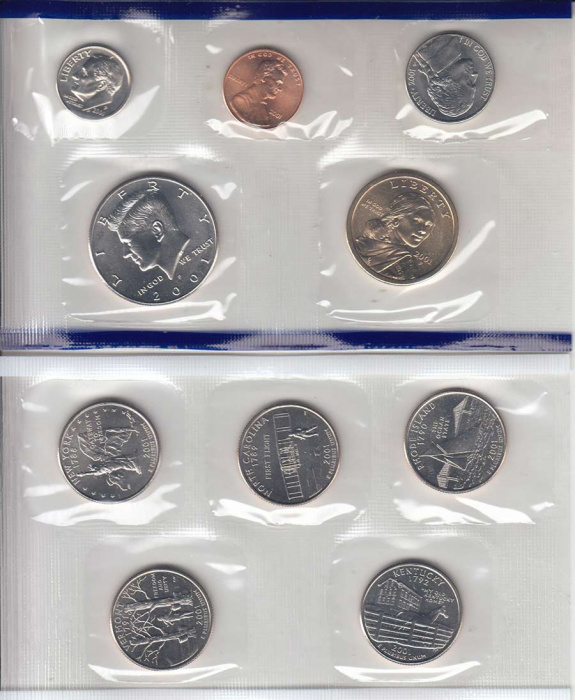 (2000p, 10 м.) Набор США 2000 год  Сакагавея и 4 монеты остальных номиналов  UNC